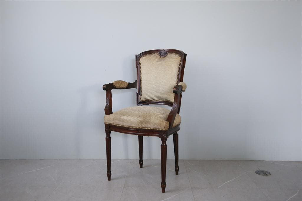 フランスアンティークルイ16世様式アームチェア/サロンイス/肘掛け90-78-2