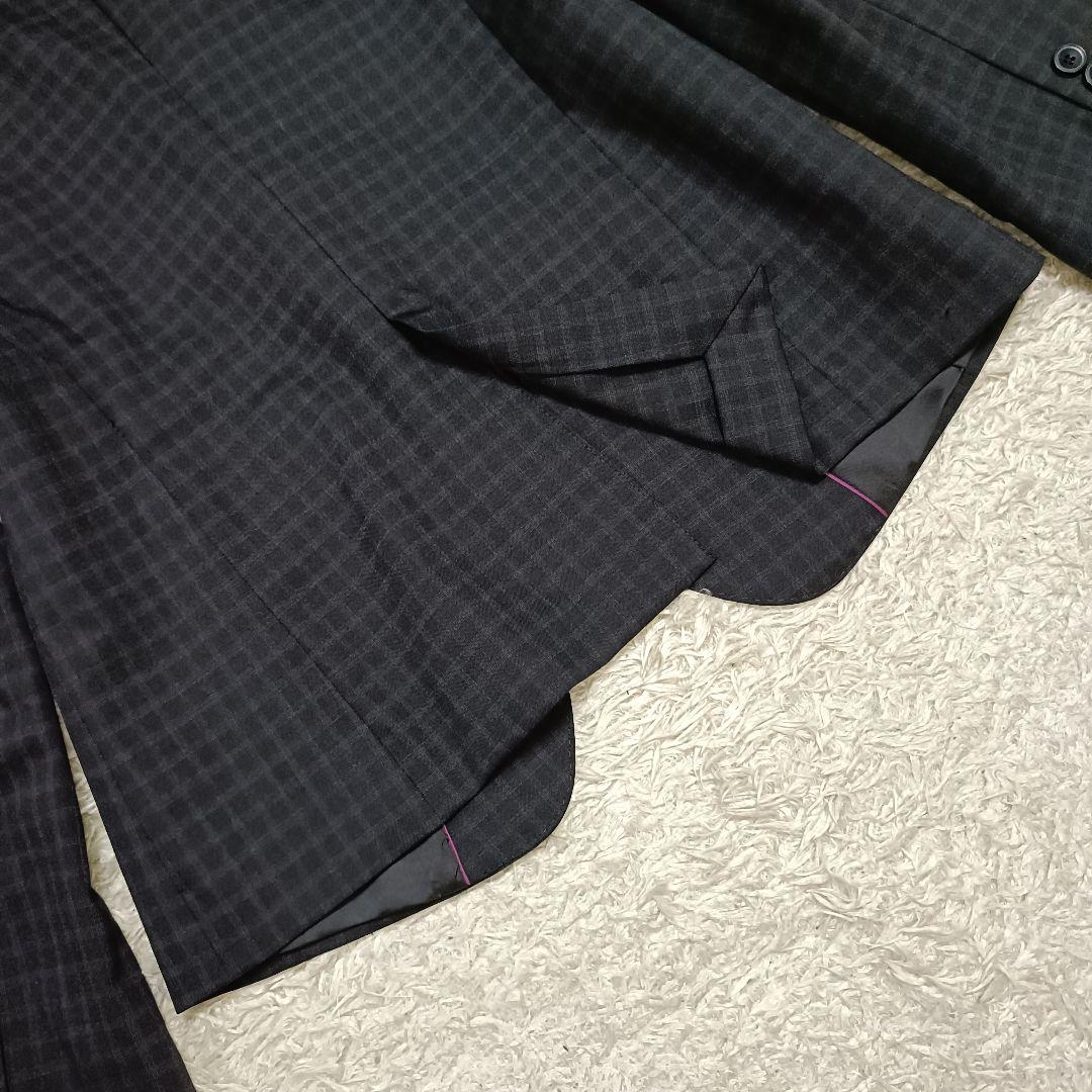 【美品】HILTON ヒルトン ブラックチェック パンツスーツ ストレッチ 11