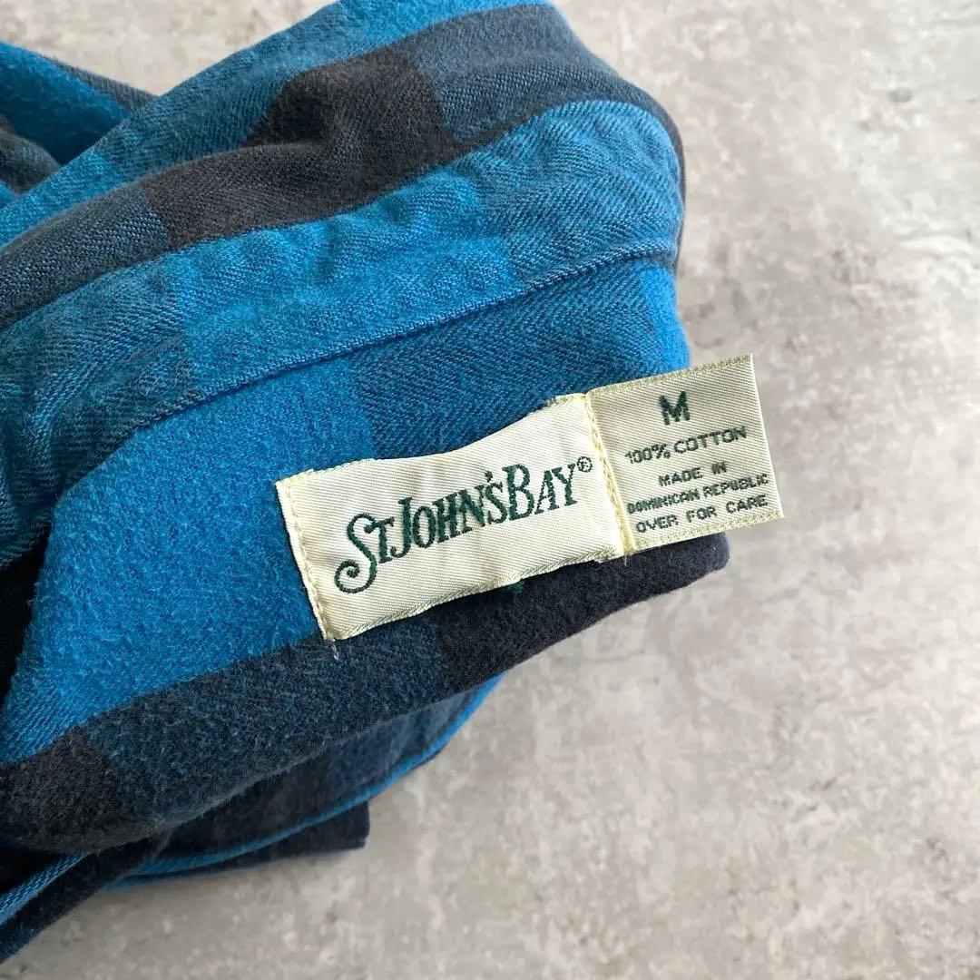 最高で最強の配色 90s ST JOHN'S BAY ネルシャツ 青×黒 M