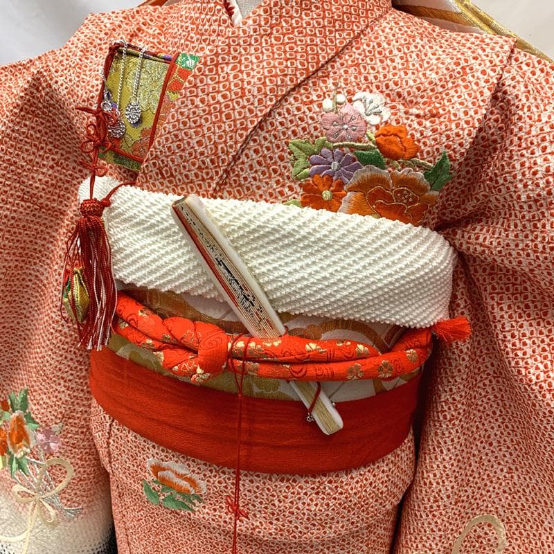 505ag1,帯揚げ,しごき□七五三 七歳 女児 着物&袋帯&長襦袢 総絞り