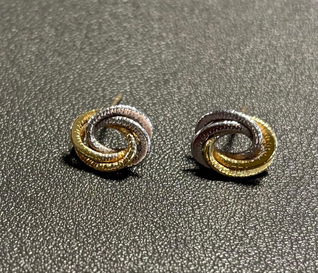 18金White & Yelloコンビゴールドピアス