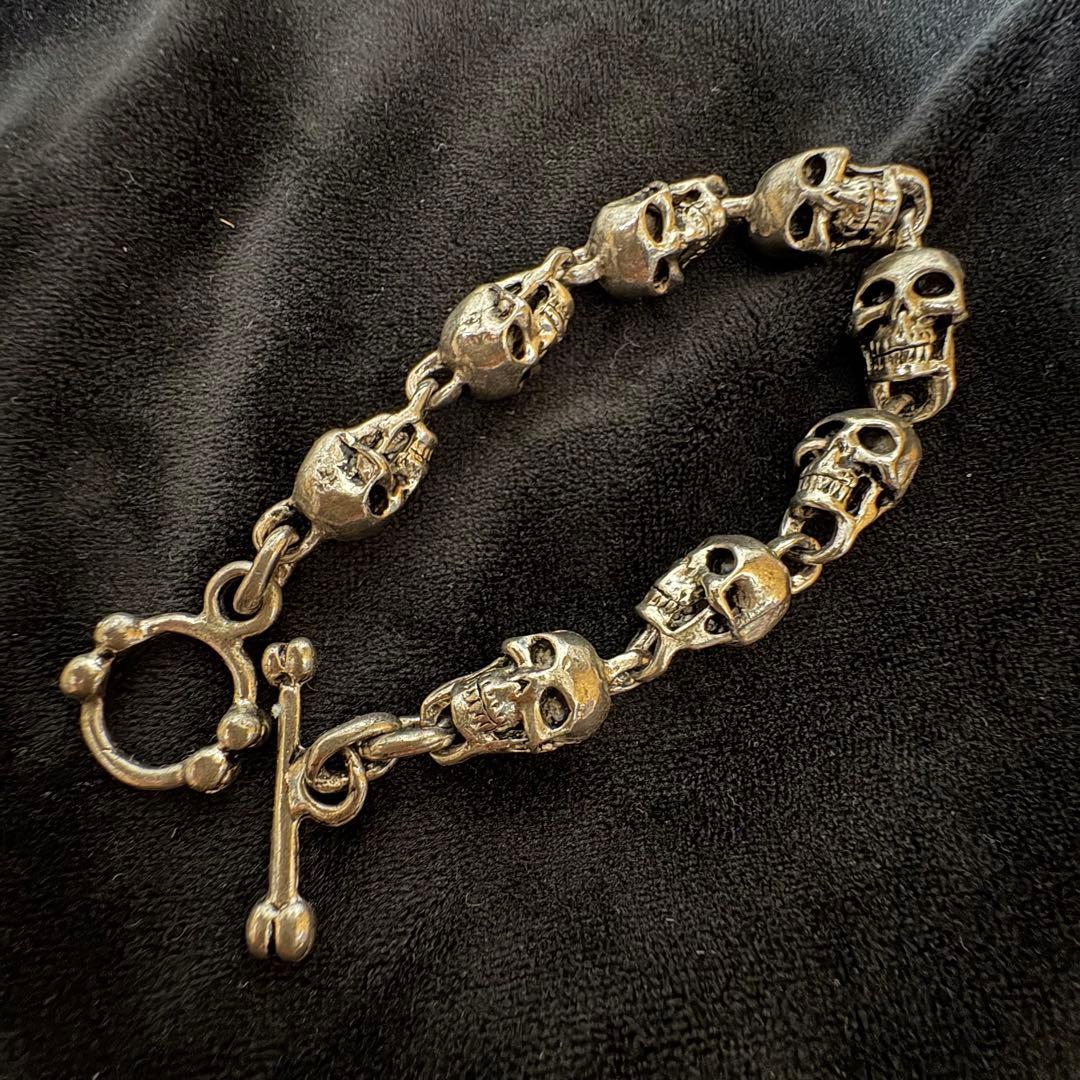 90's シルバー925刻印 スカル 8pcs ブレスレット