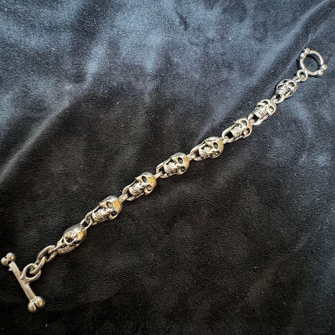 90's シルバー925刻印 スカル 8pcs ブレスレット