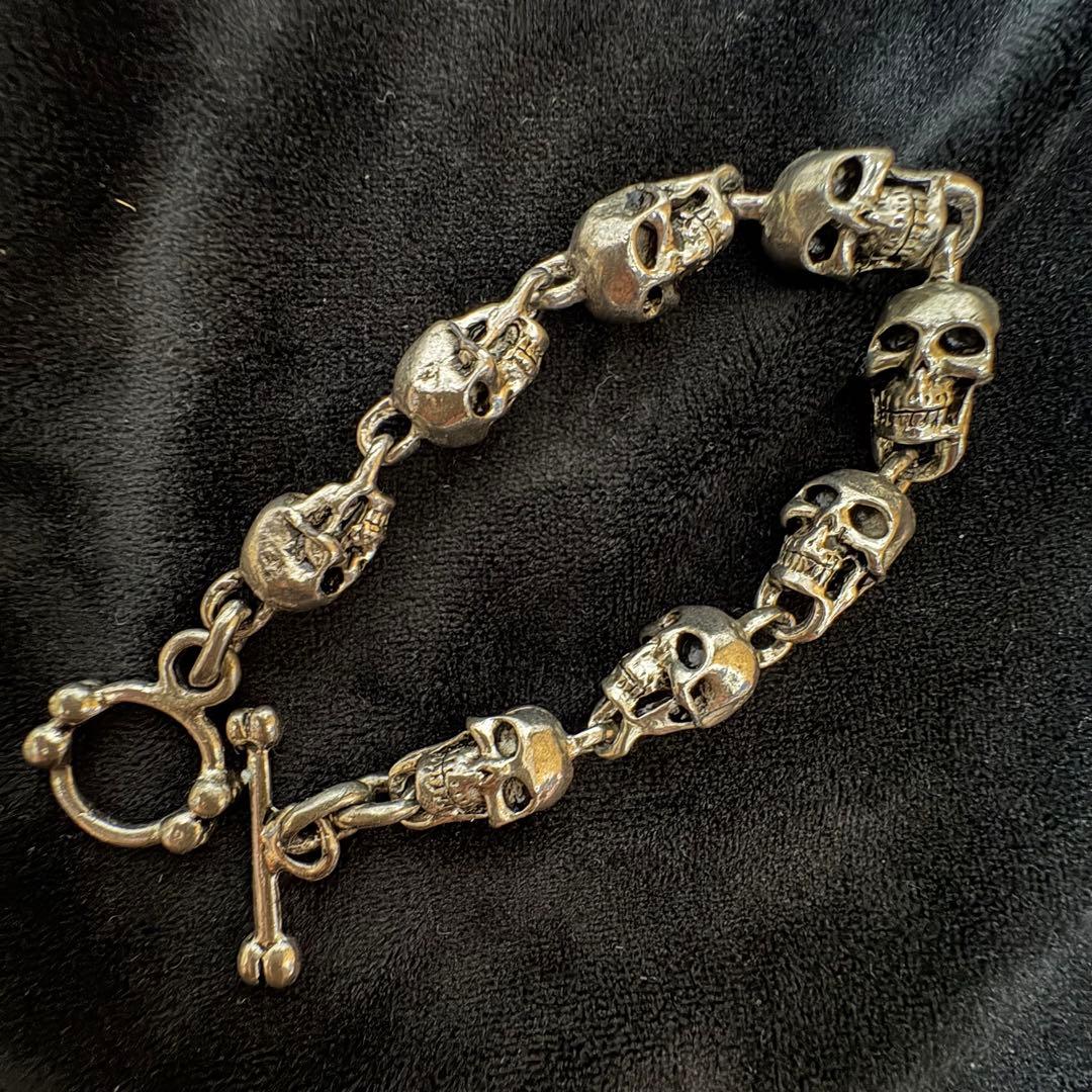 90's シルバー925刻印 スカル 8pcs ブレスレット