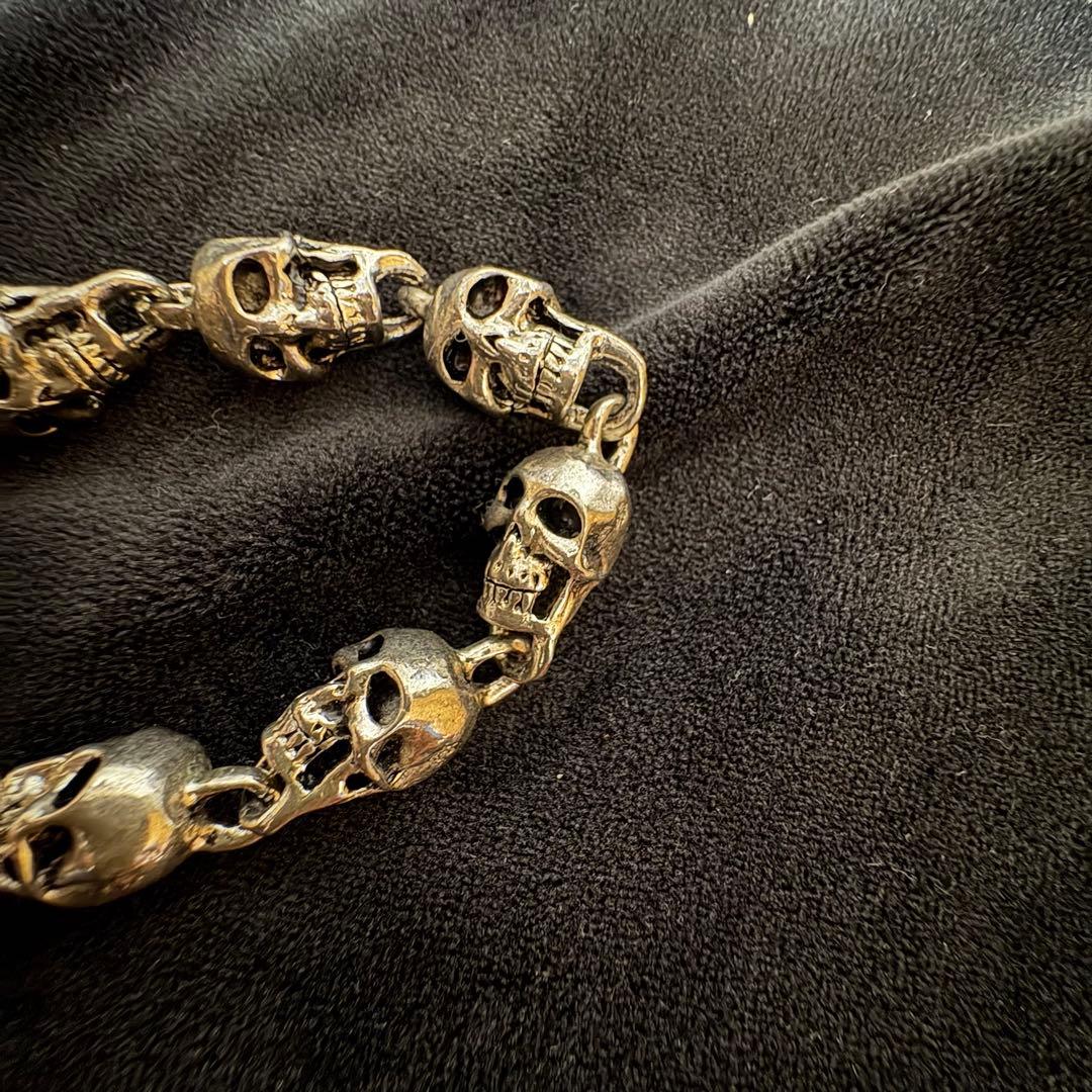 90's シルバー925刻印 スカル 8pcs ブレスレット