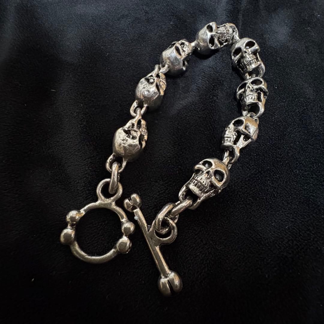 90's シルバー925刻印 スカル 8pcs ブレスレット