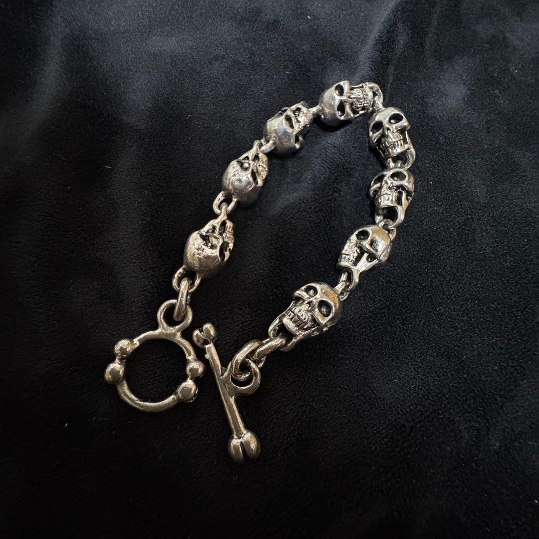 90's シルバー925刻印 スカル 8pcs ブレスレット