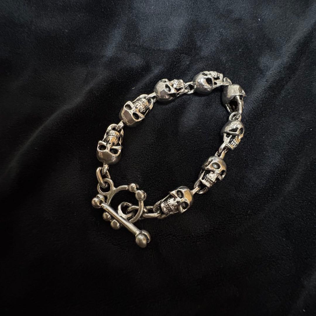 90's シルバー925刻印 スカル 8pcs ブレスレット