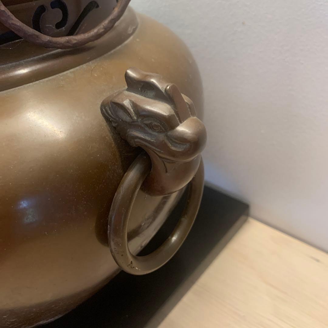 風炉　茶釜　木製座付き