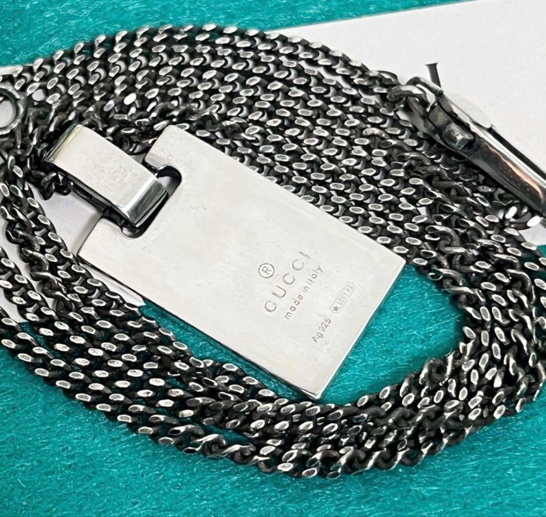 美品　GUCCI ディアマンテプレートネックレス（ブラック）