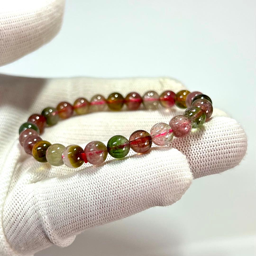 高品質　ウォーターメロントルマリンブレスレット　透明感あり　2