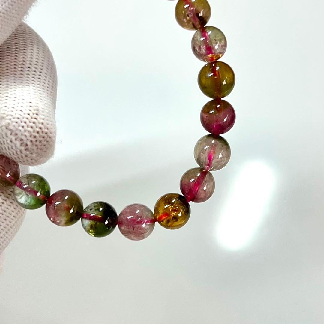 高品質　ウォーターメロントルマリンブレスレット　透明感あり　2