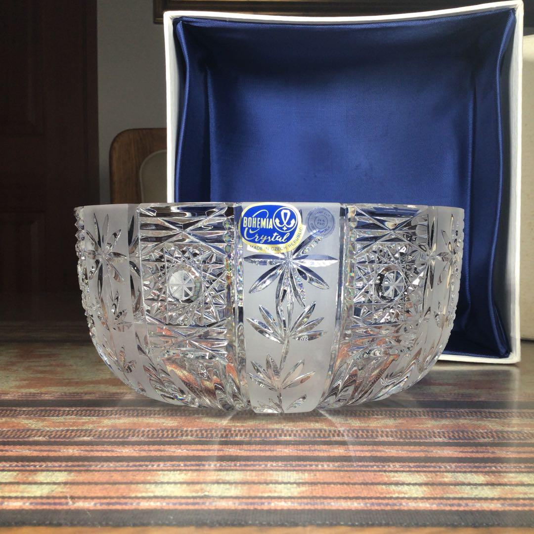 『スタうー特価』　BOHEMIA CRYSTAL レッドクリスタル　大鉢