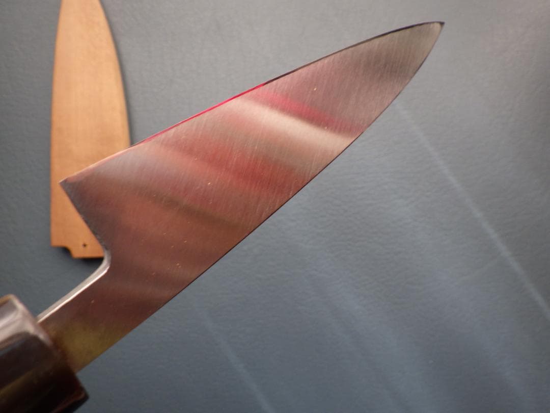 西*斗様 本水牛柄/別誂和包丁・鞘付属★和ペティナイフ★裏押し有り★188