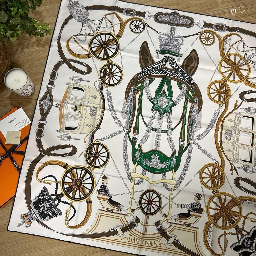 HERMESエルメス　カレ90　ステイトリー・ホイールズ　シルクスカーフ　馬車