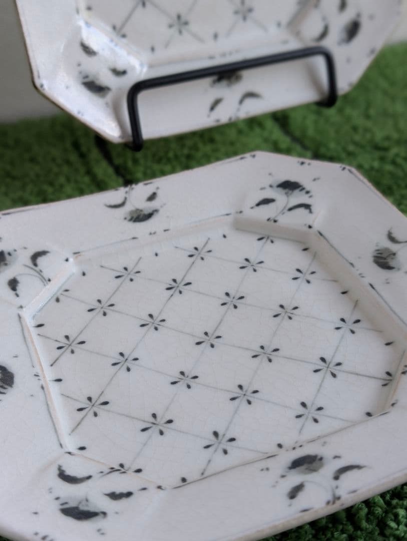 安南手 隅切プレート 福田栄一 ２点