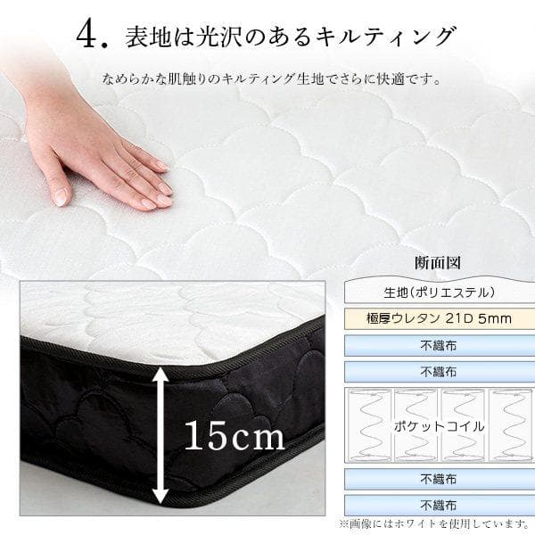 ポケットコイルマットレス セミダブル ブラック [7097]
