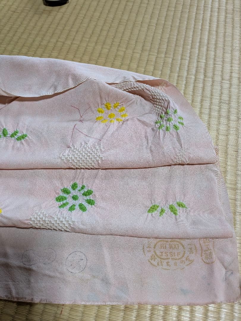 七五三３歳正絹縮緬手縫いの被布（中綿無し）くすみピンク