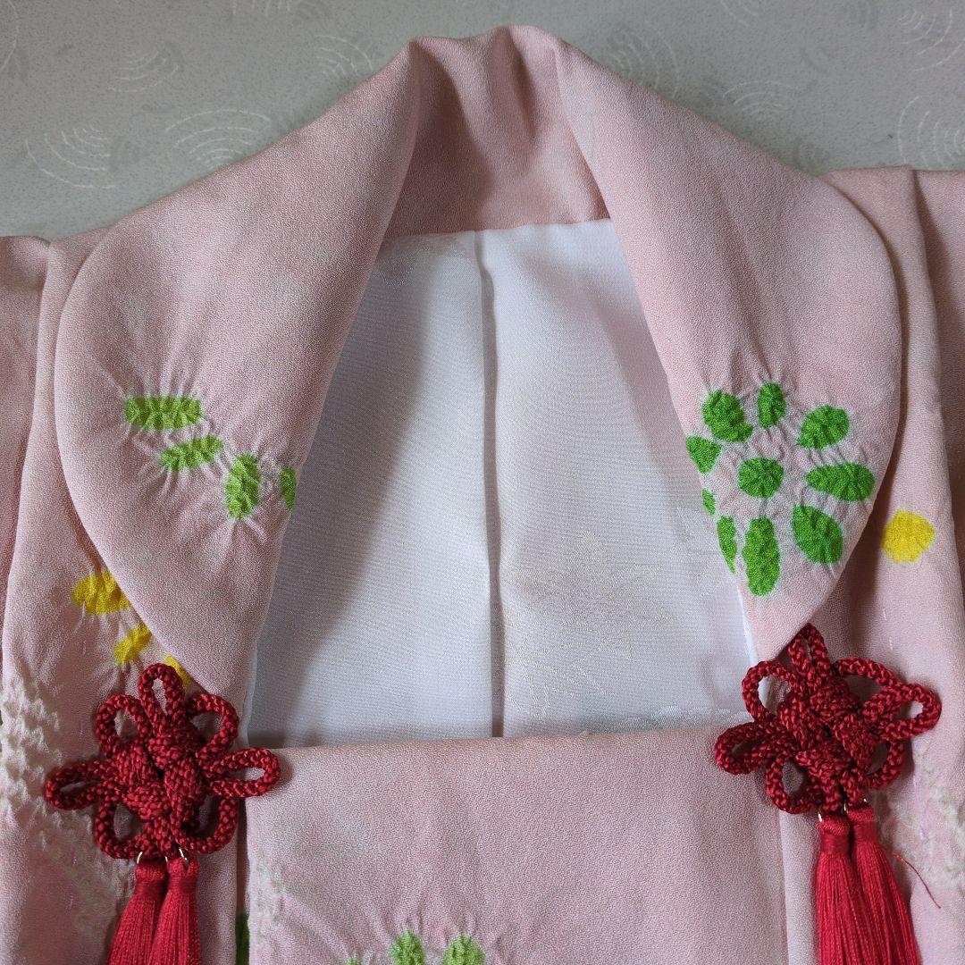 七五三３歳正絹縮緬手縫いの被布（中綿無し）くすみピンク