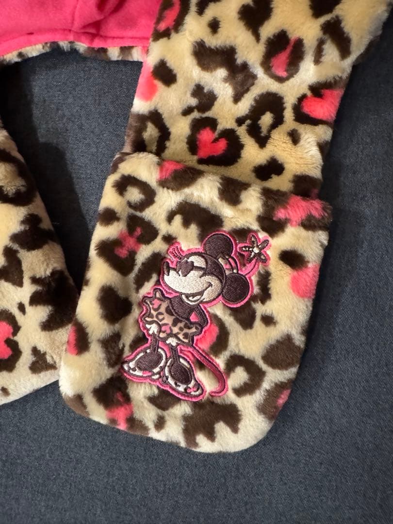 ほ　東京ディズニーリゾート ミニー ヒョウ柄 ファンキャップマフラー