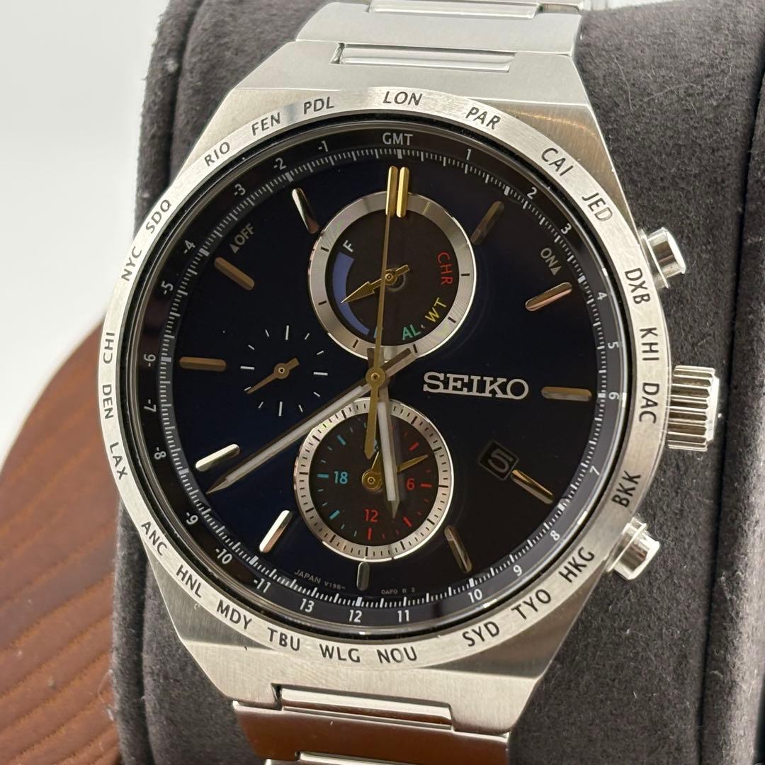 【希少】セイコー　V195-0AE0 ワールドタイム　クォーツ　美品