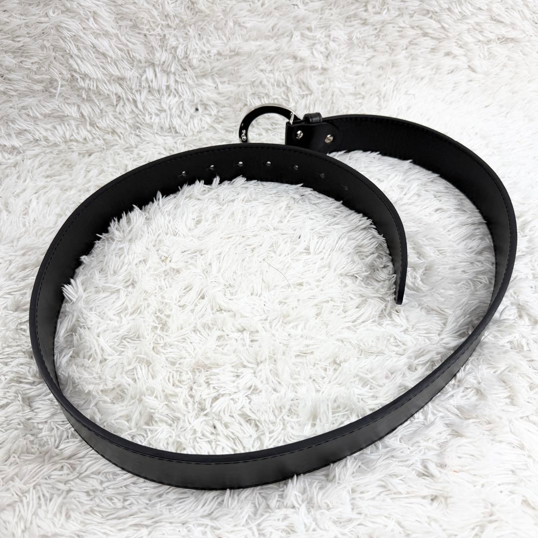 極美品✨ ブルガリ ベルト ロゴマニア サークルロゴ シルバー金具 ブラック