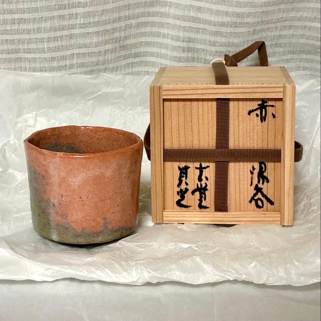 杉本 幻覚 貞光 赤楽 湯呑 旅茶碗 手捻り