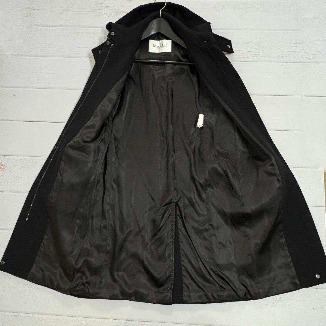 美品✨マックスマーラ フーデッドコート 白タグ カシミヤ ブラック 40