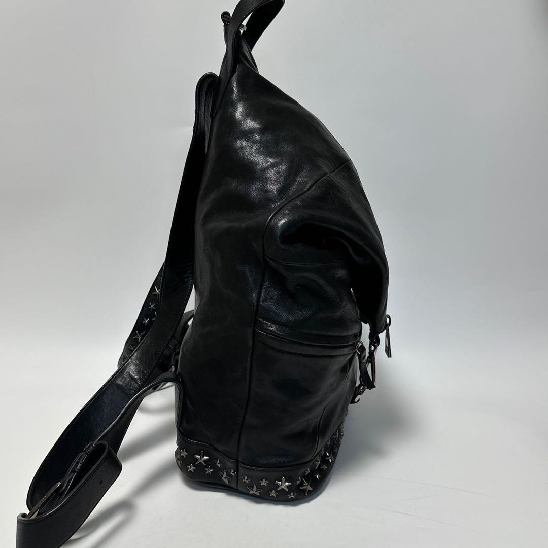 r89【美品】保証書付き　ジミーチュウ　フィッツロイ　ブラック　レザーリュック.