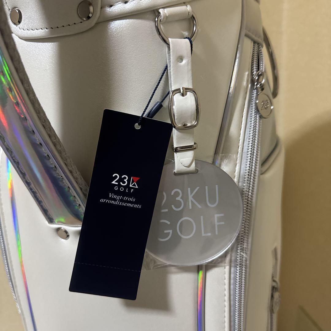 【新品未使用品】23KUGOLF キャディバッグ ホワイト　ホログラム　白