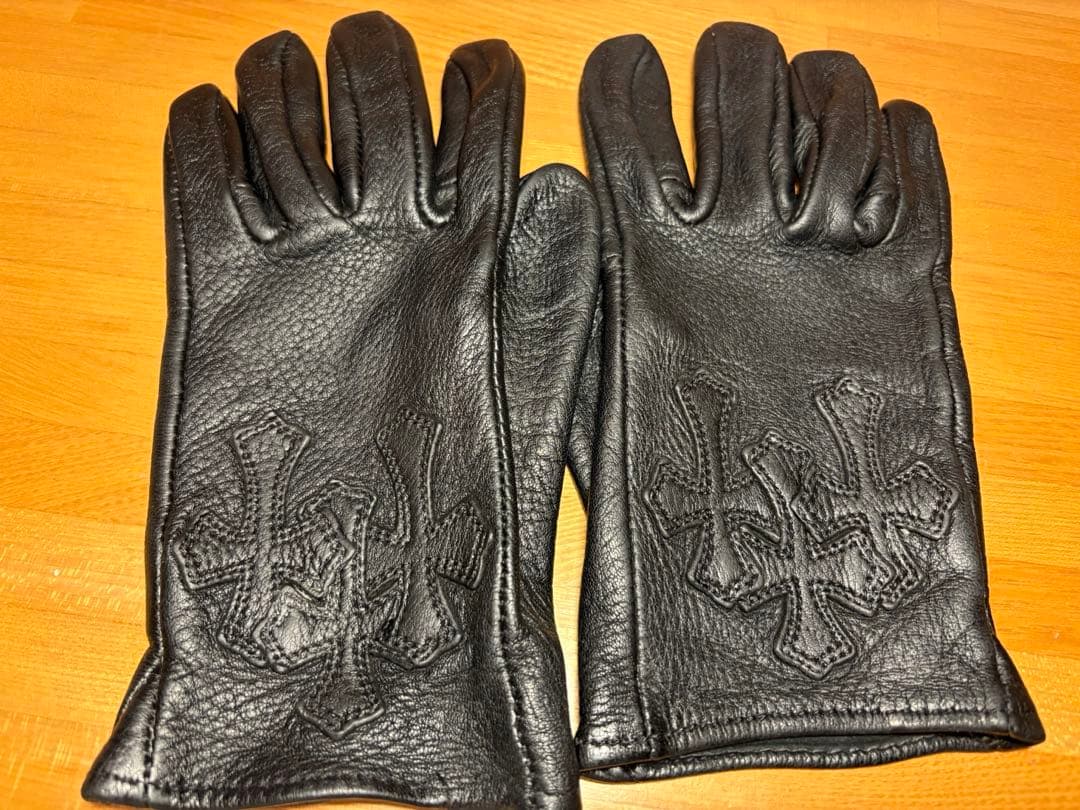 CHROMEHEARTS クロムハーツ 3セメタリークロスパッチ レザーグローブ