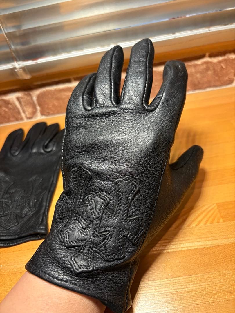 CHROMEHEARTS クロムハーツ 3セメタリークロスパッチ レザーグローブ