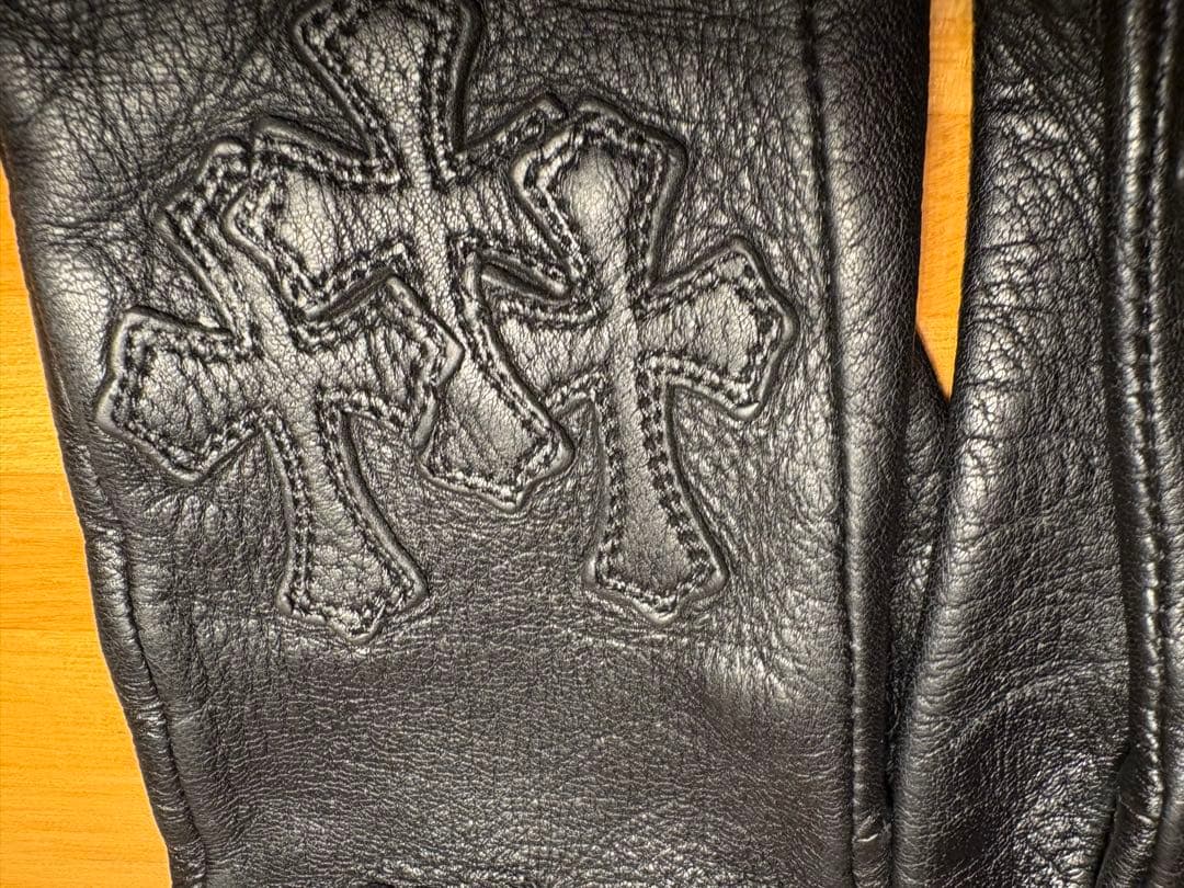 CHROMEHEARTS クロムハーツ 3セメタリークロスパッチ レザーグローブ