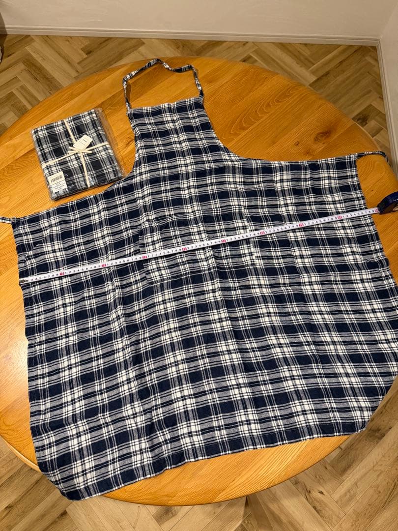 【fog linen work】リネンフルエプロン（ネイビーチェック）2枚セット