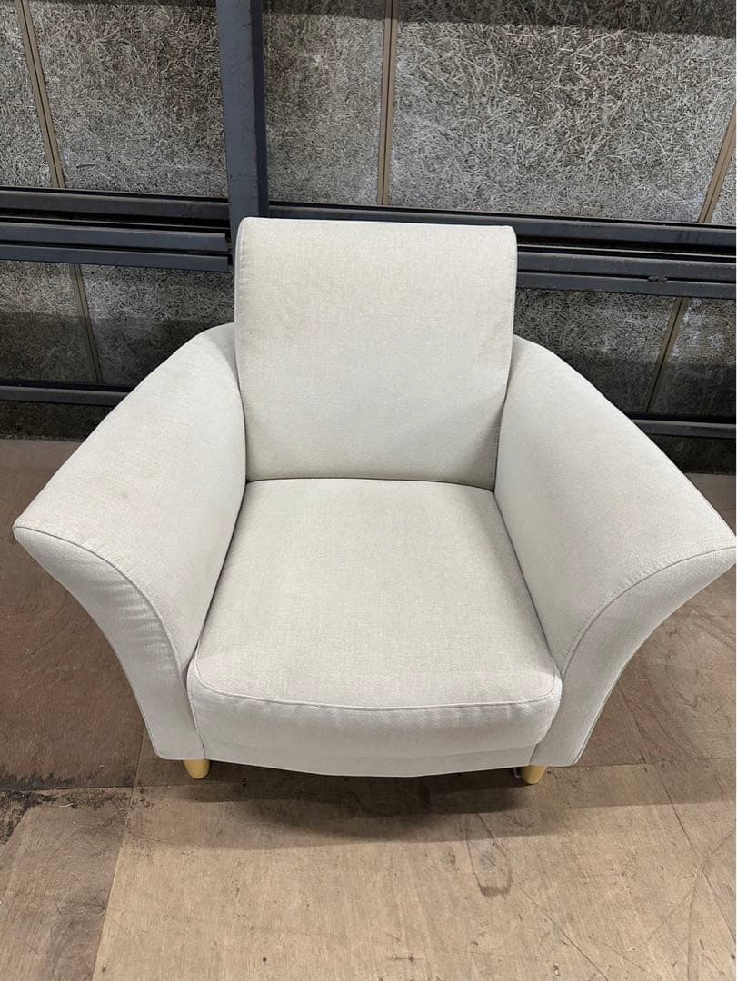 【blocco】ホワイトファブリック1人掛けソファ