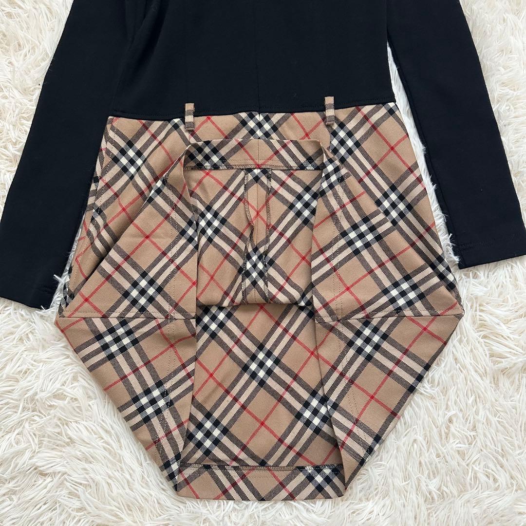 バーバリー ノバチェック ドッキングワンピース ロゴチャーム 黒 M