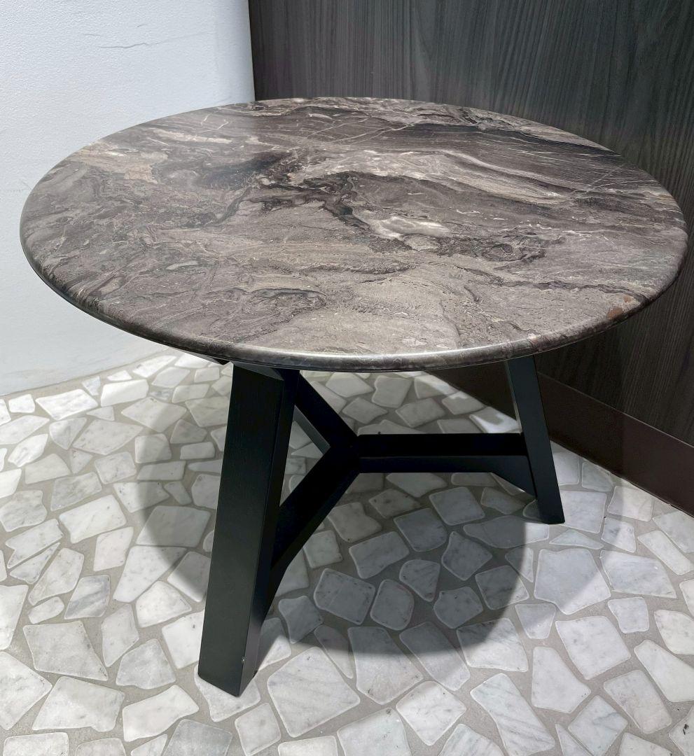 円形石材風サイドテーブル 組み立て式 傷あり