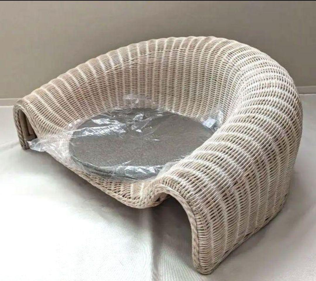 【美品】ラタン　座椅子　ホワイトウォッシュ　桜屋工業　ra-802