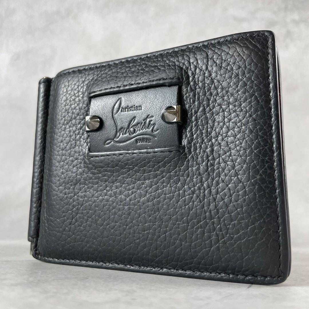 【美品】クリスチャンルブタン マネークリップ 財布 スタッズ ロゴ レザー