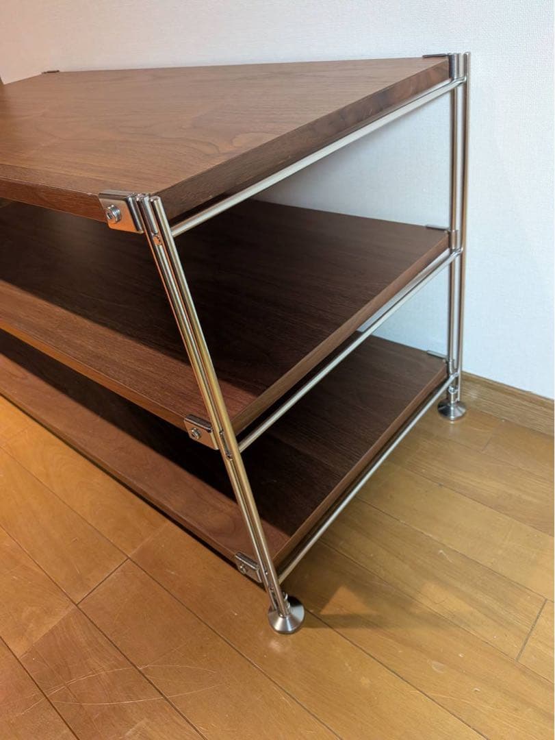 ■送料込■無印 ステンレスユニットシェルフ ウォールナット棚 収納 台