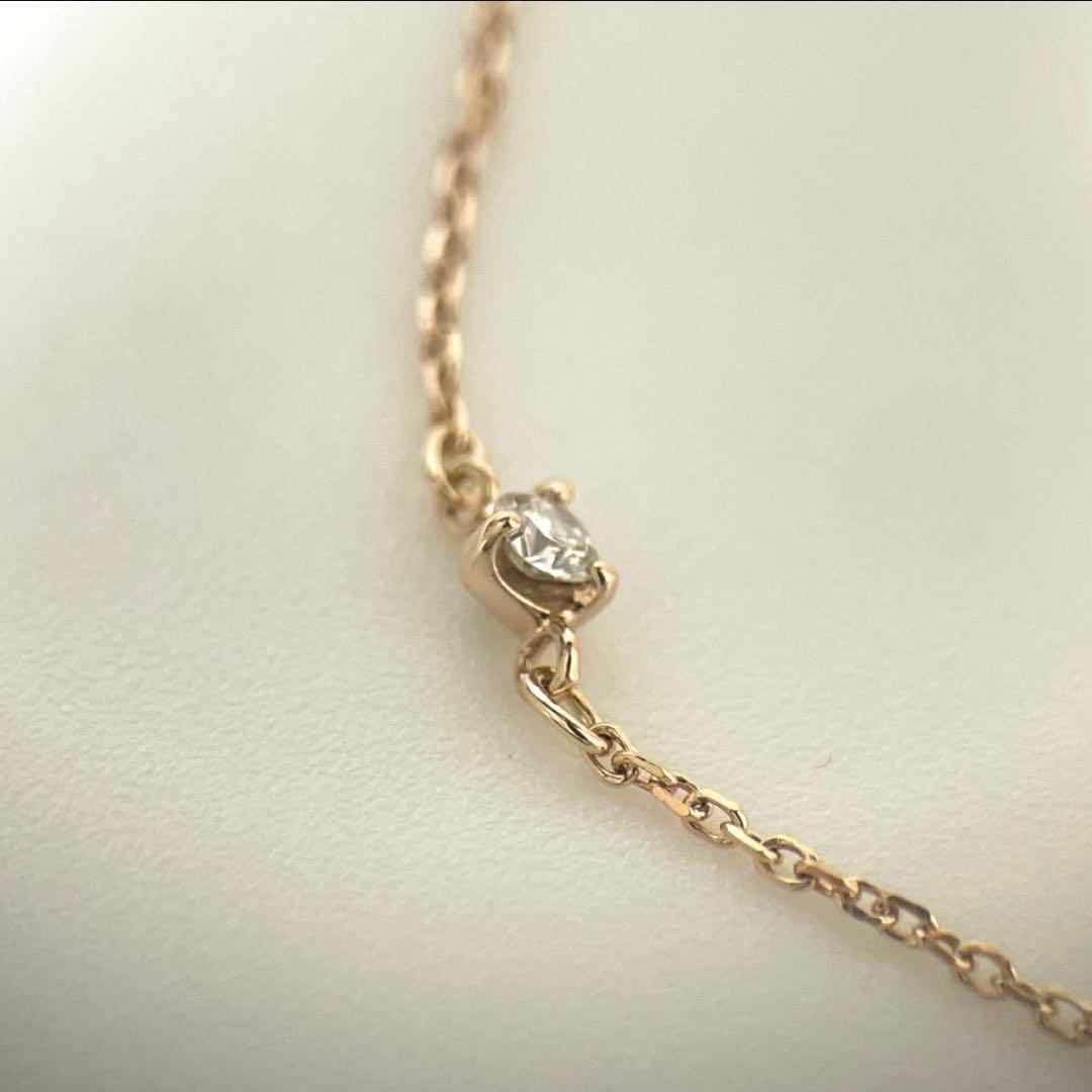 【極美品】4℃ K10ピンクゴールドブレスレット　3Pダイヤ　保証書付属