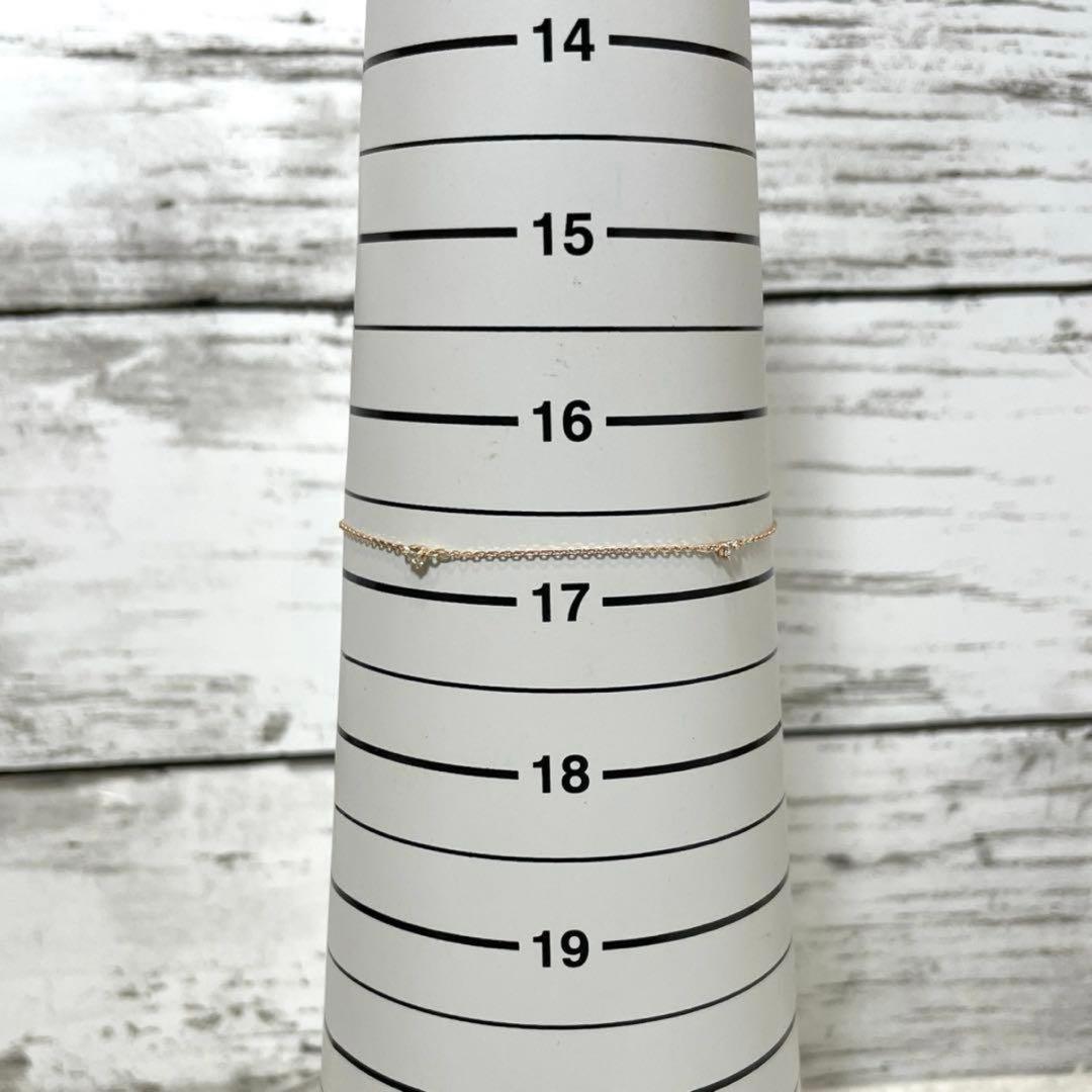 【極美品】4℃ K10ピンクゴールドブレスレット　3Pダイヤ　保証書付属