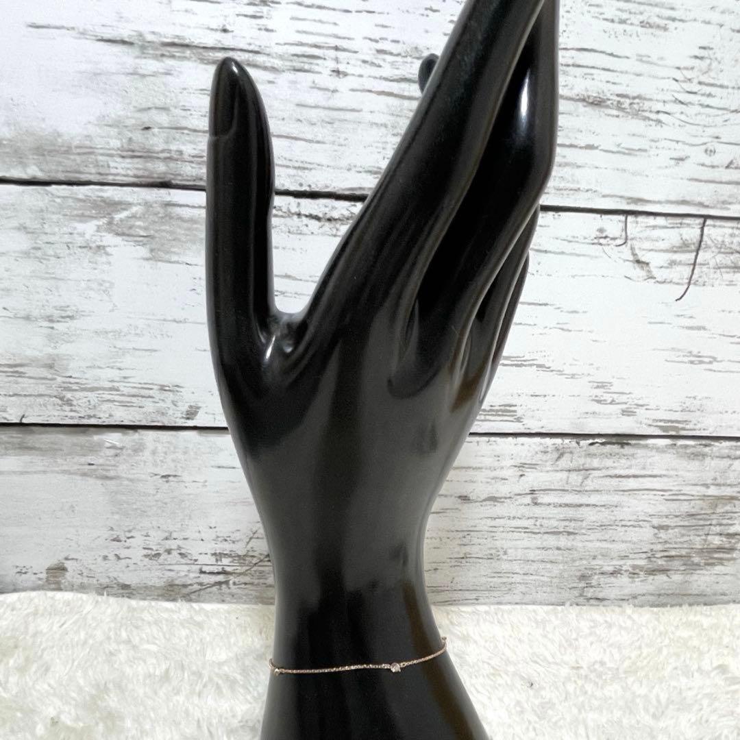 【極美品】4℃ K10ピンクゴールドブレスレット　3Pダイヤ　保証書付属