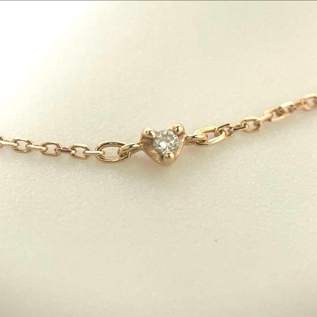 【極美品】4℃ K10ピンクゴールドブレスレット　3Pダイヤ　保証書付属