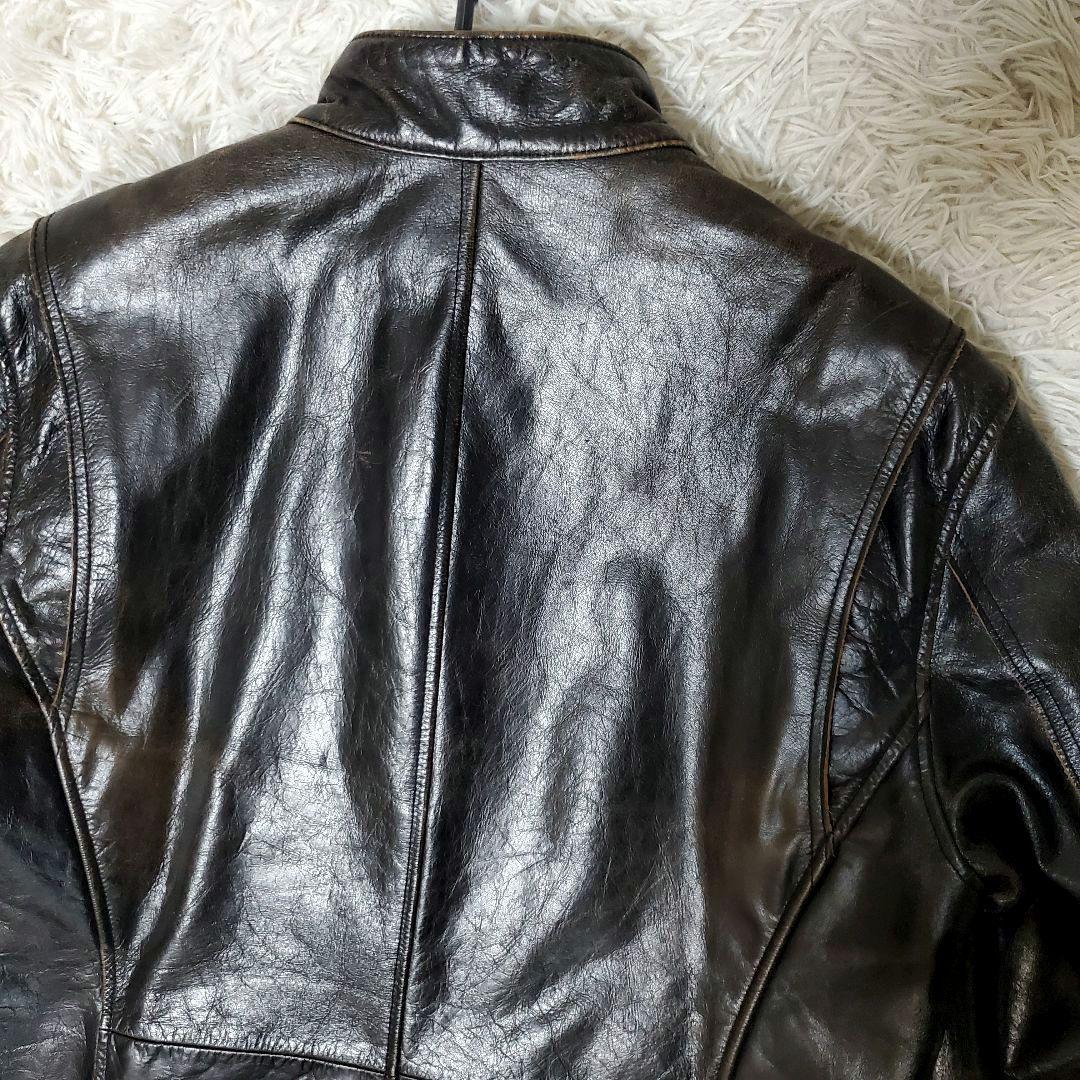 上質 ON BOARD 水牛革 バッファロー XL シングルライダース 本革 黒