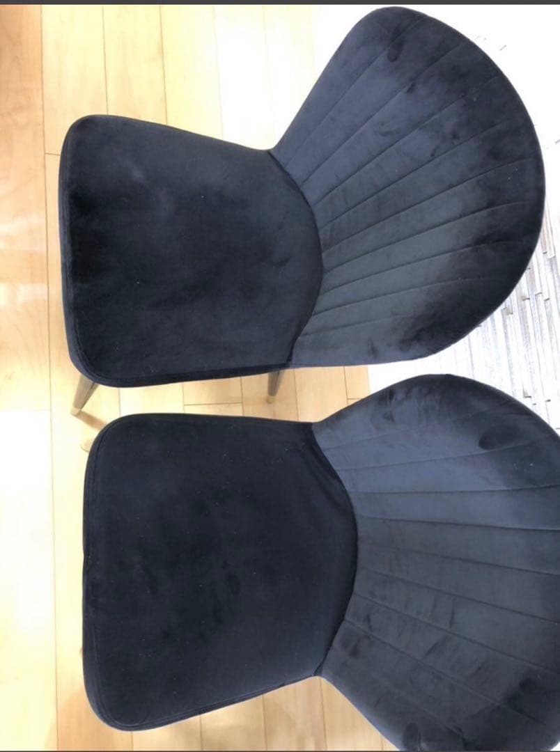 ブラックベルベットダイニングチェア2脚セット