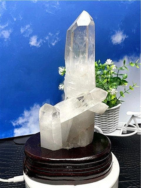 超強いパワーヒマラヤ産藍針入り天然水晶クラスターB88B6/328B74B