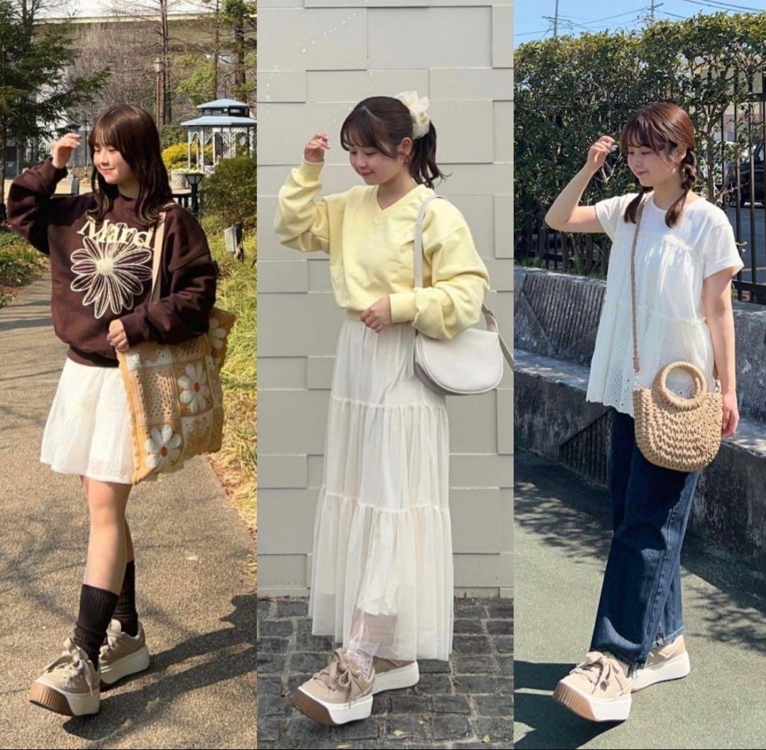 【新品】アグ ベージュ 厚底スニーカー 25cm UGG for emmi