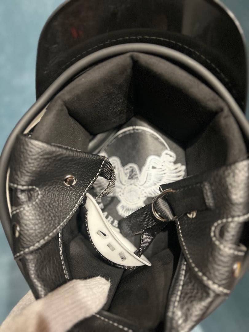 ポリスヘルメット　新品　エイジング加工　ハーレー　チョッパー　ポリヘル