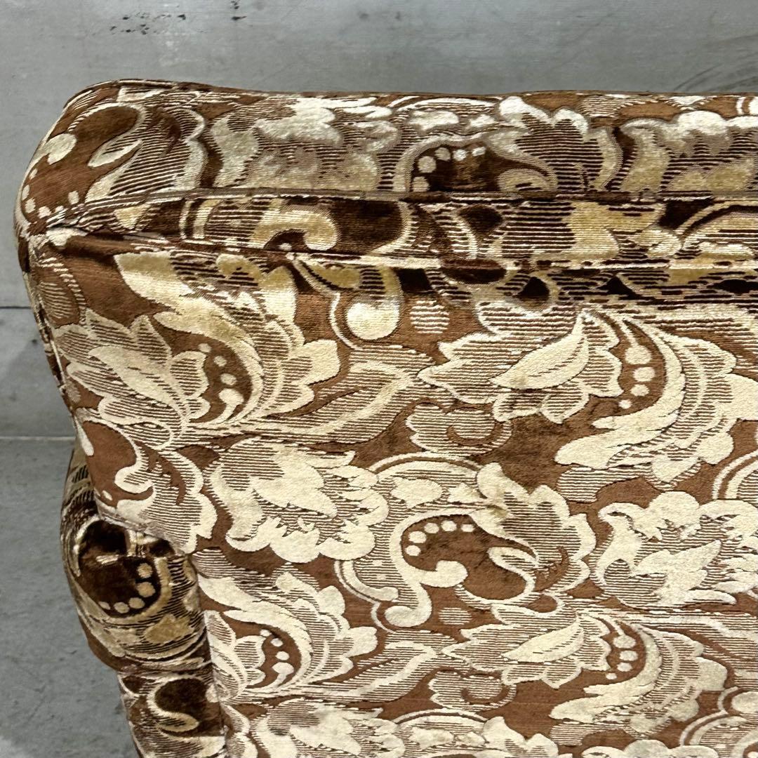 ✿70s✿ 昭和レトロ ヴィンテージ 3人掛けソファ 金華山 ×木製肘